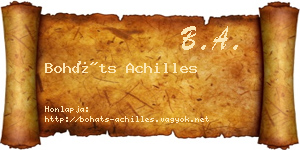Boháts Achilles névjegykártya